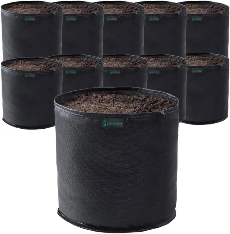 Commercial Grow Bag Pack of 10, Air Pruning Mesh Fabric Plant Containers (1 Gallon, Black)