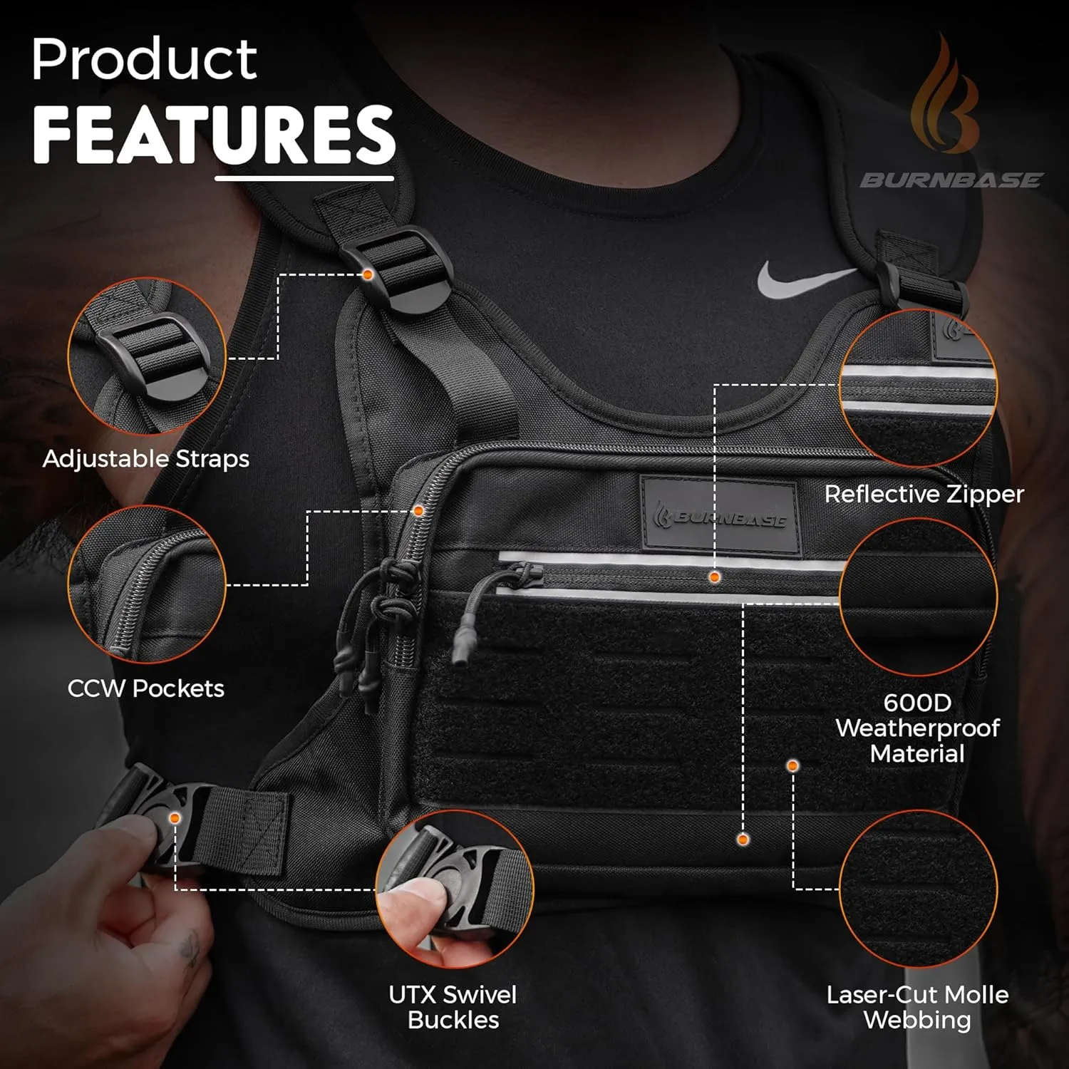 Concealed Carry Chest Pack Running Chest Bag for Men or Women Chest Vest Holster EDC Travel Chest Pack for Running, Hiking, Workouts KHAKI