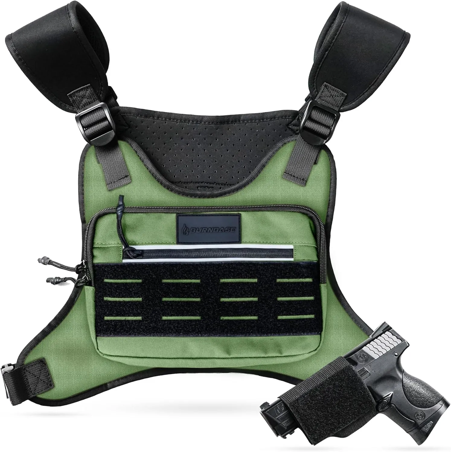 Concealed Carry Chest Pack Running Chest Bag for Men or Women Chest Vest Holster EDC Travel Chest Pack for Running, Hiking, Workouts OLIVE