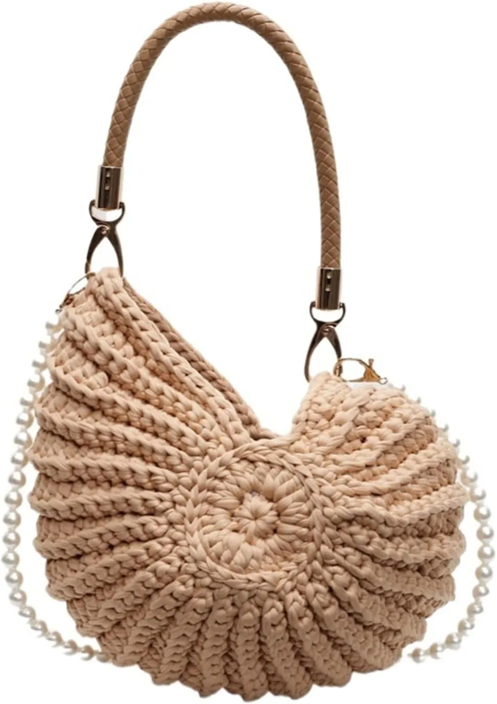 Conch Woven Bag Fashion Creative Design Pearl Chain Versatile Leisure Seaside Holiday Commuting Shoulder Messenger Bag