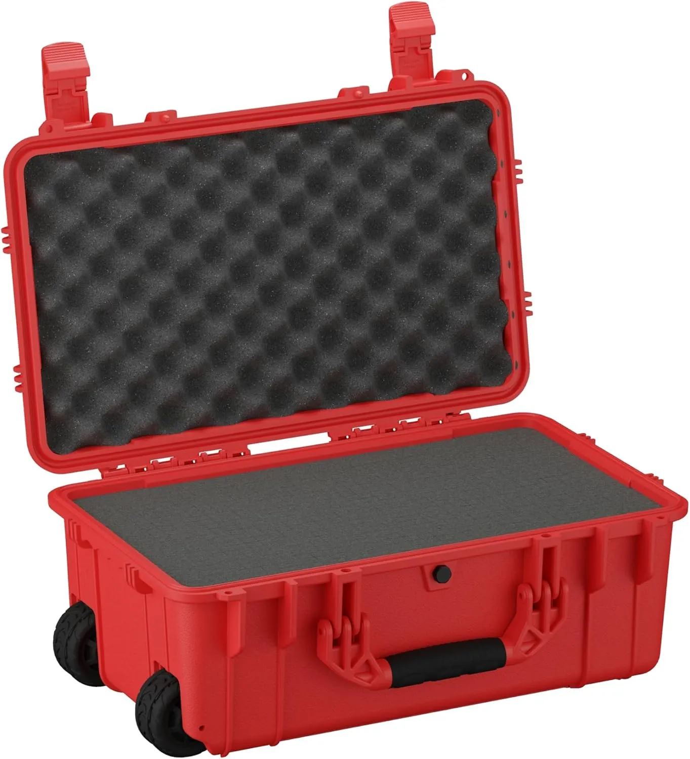 Condition 1 22" Large Rolling Lockable Hard Storage Case with Foam, Model 300, Waterproof Protective Box for Camera, Tactical, Scientific Gear, Made in USA, 21.84"x13.82"x9", Red