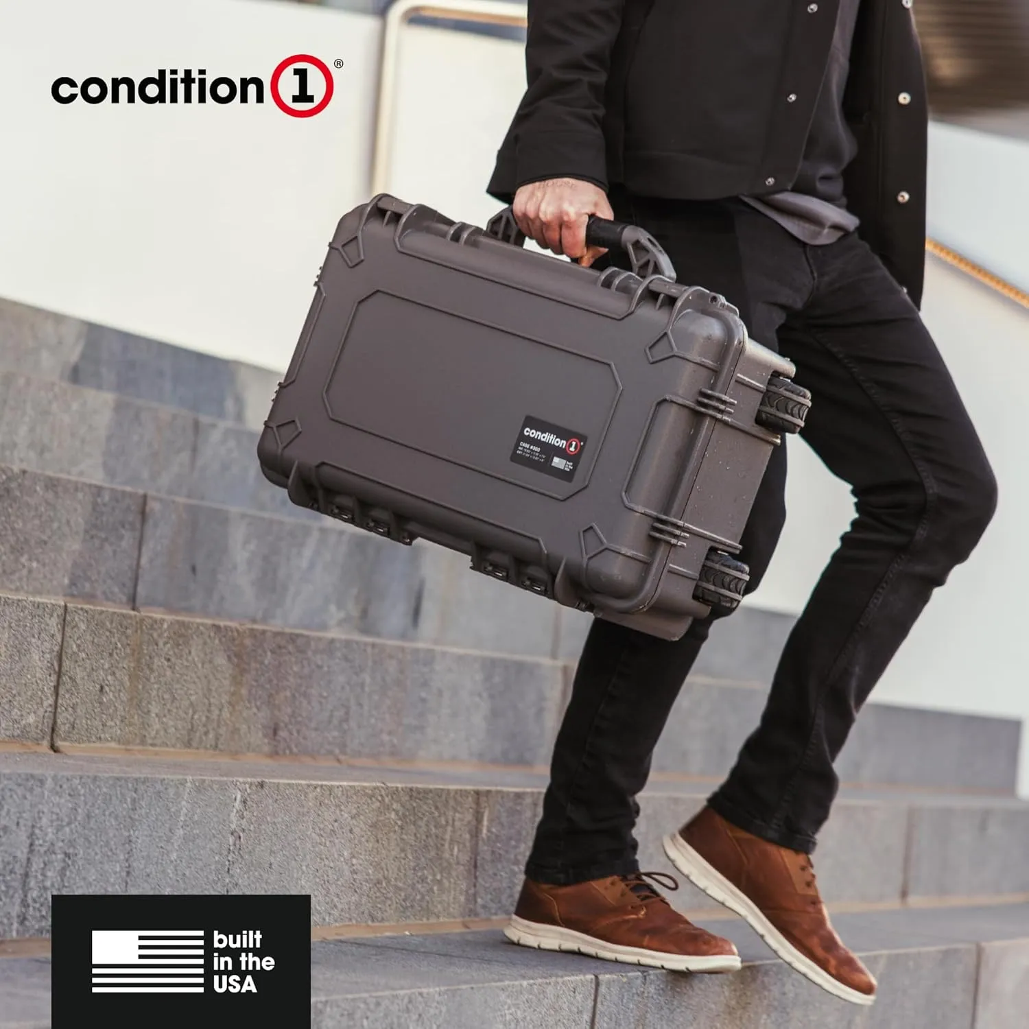 Condition 1 22" Large Rolling Lockable Hard Storage Case with Foam, Model 300, Waterproof Protective Box for Camera, Tactical, Scientific Gear, Made in USA, 21.84"x13.82"x9", Red