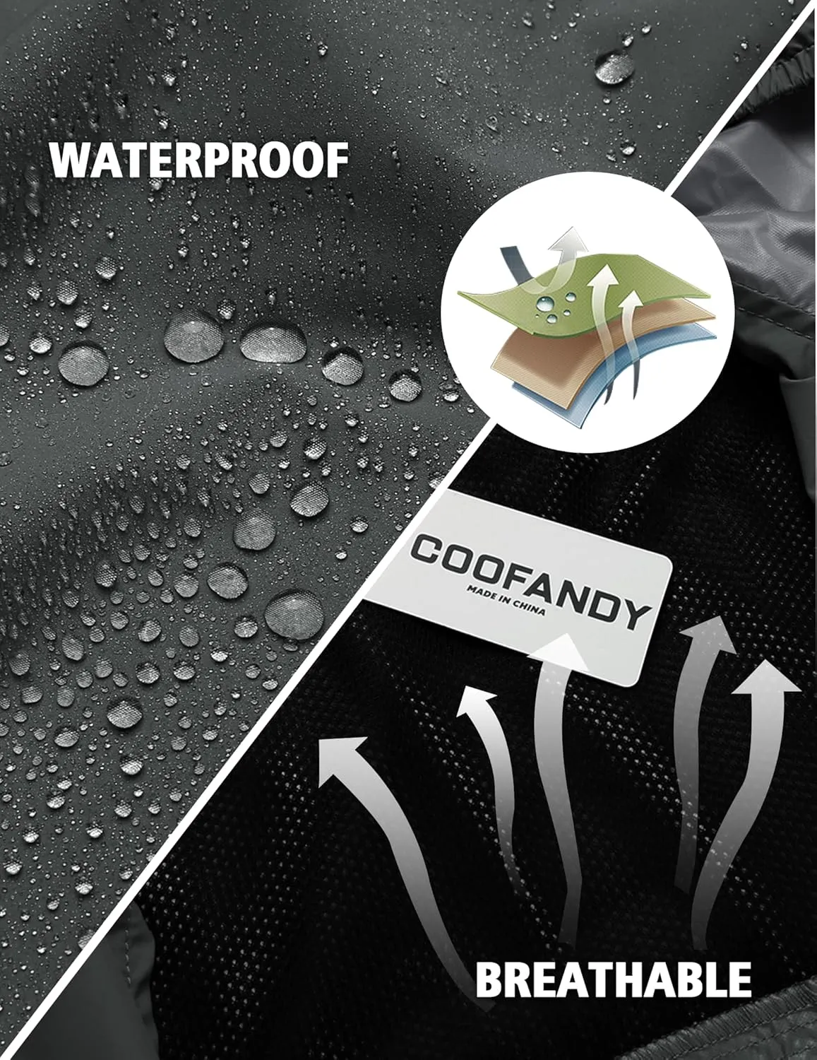 COOFANDY Men's Rain Suit 2 Piece Waterproof Breathable Rain Gear Lightweight Rain Jacket Pants Rainwear Suit