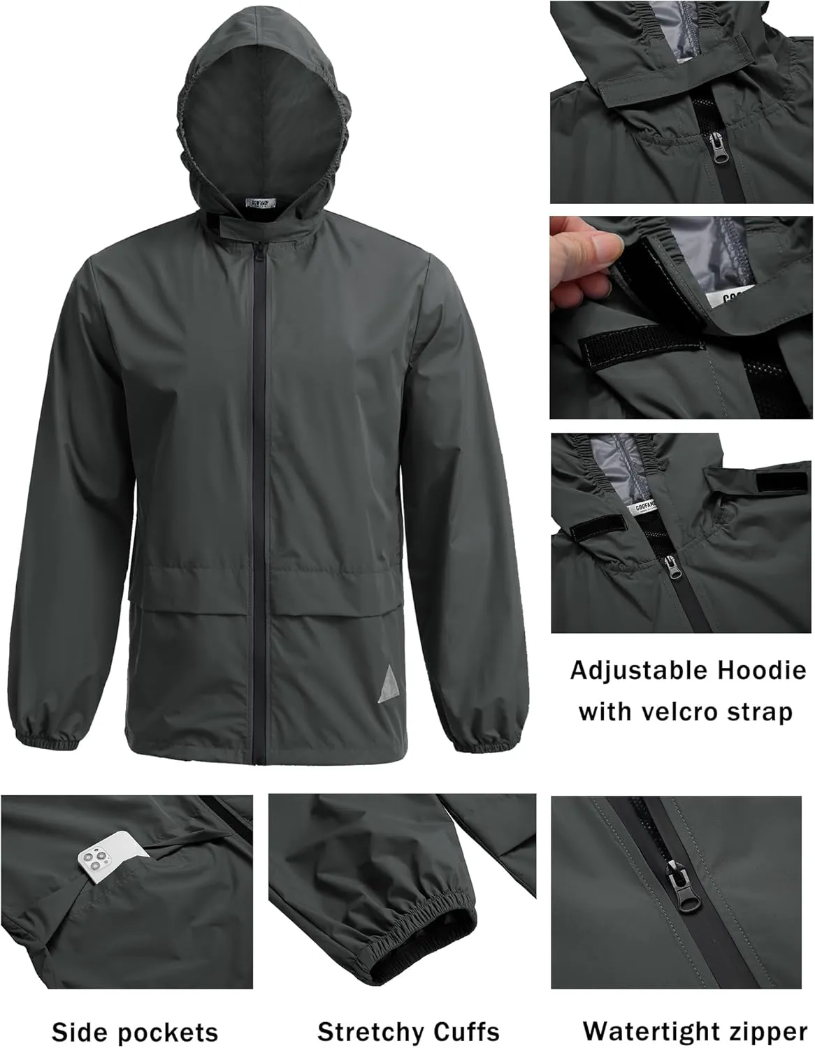 COOFANDY Men's Rain Suit 2 Piece Waterproof Breathable Rain Gear Lightweight Rain Jacket Pants Rainwear Suit