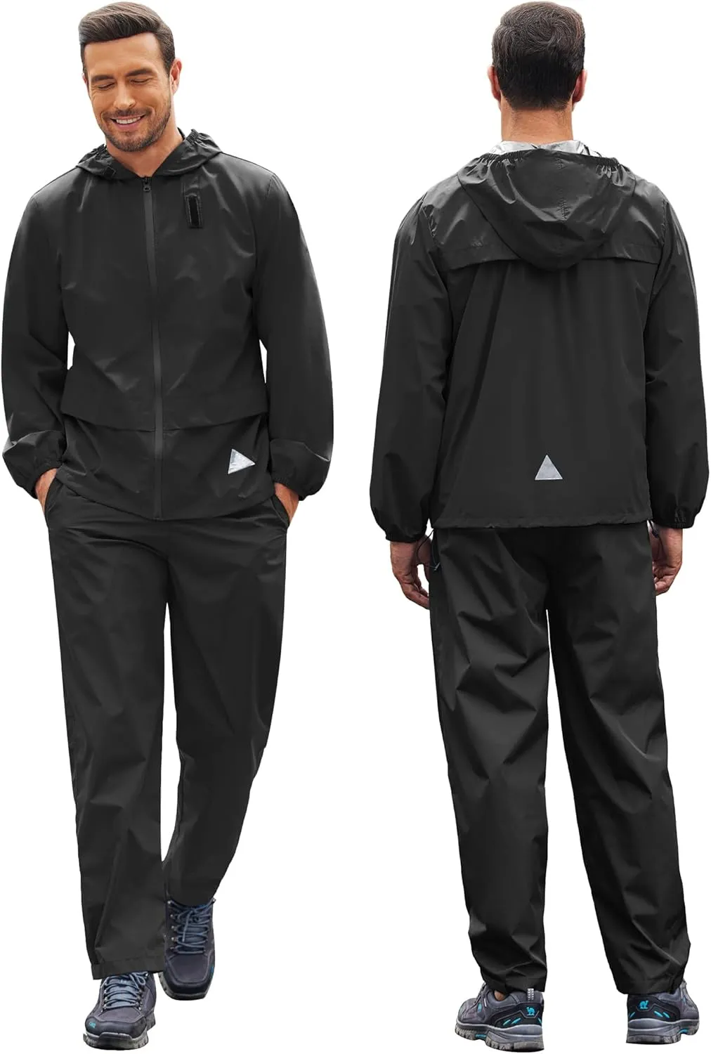 COOFANDY Men's Rain Suit 2 Piece Waterproof Breathable Rain Gear Lightweight Rain Jacket Pants Rainwear Suit