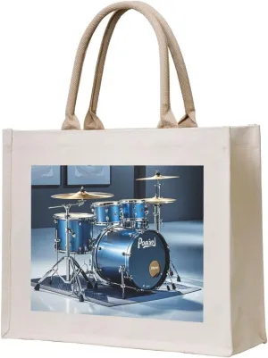 Cool Drum Set Print 3D Canvas Handbags - Hot Stamping,Grocery Shopping,Washable Canvas Bags With Handles
