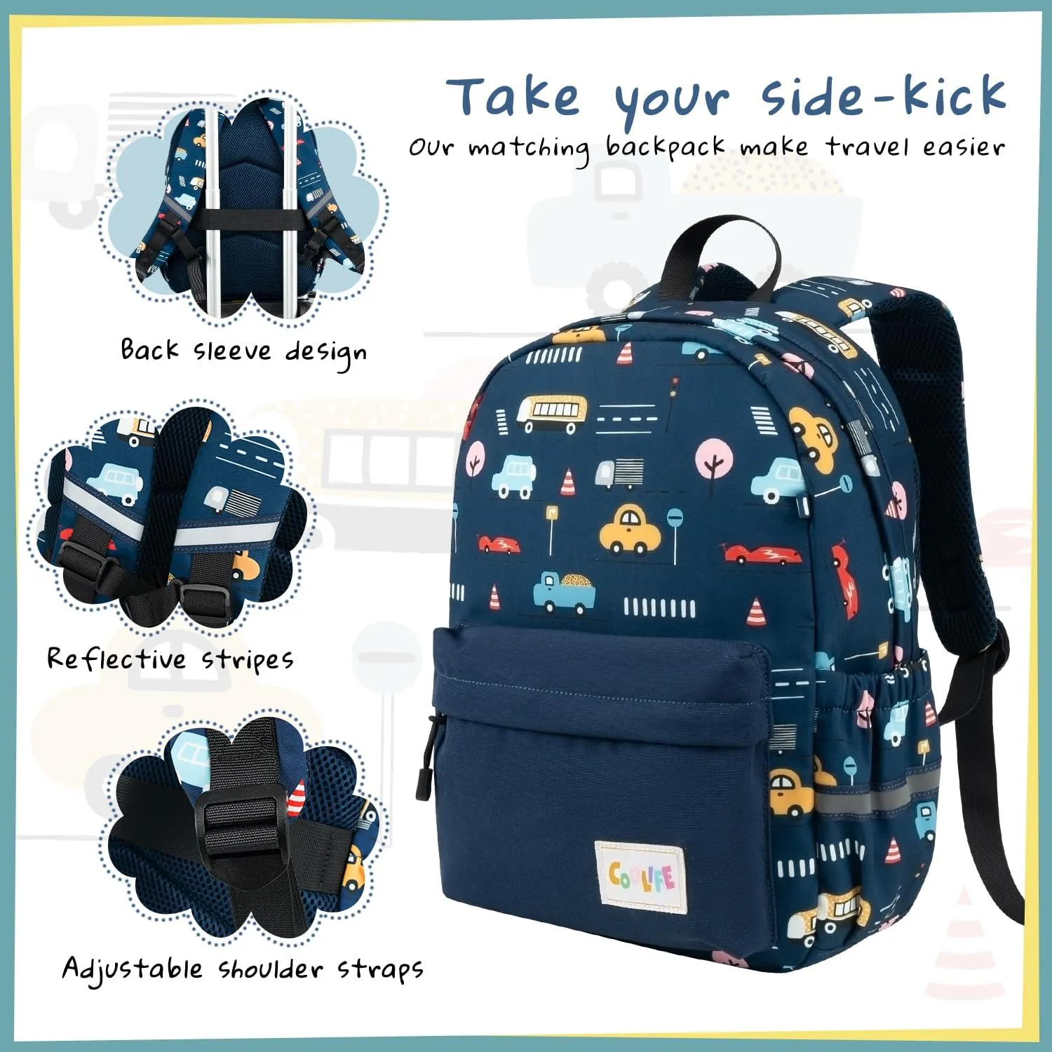 Coolife Kid’s Luggage Set 5 Piece Suitcase Set 16’’ Carry on Hardside Spinner Toddler Luggage Travel Rolling Luggage Girls Boys