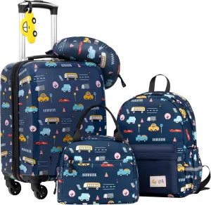 Coolife Kid’s Luggage Set 5 Piece Suitcase Set 16’’ Carry on Hardside Spinner Toddler Luggage Travel Rolling Luggage Girls Boys