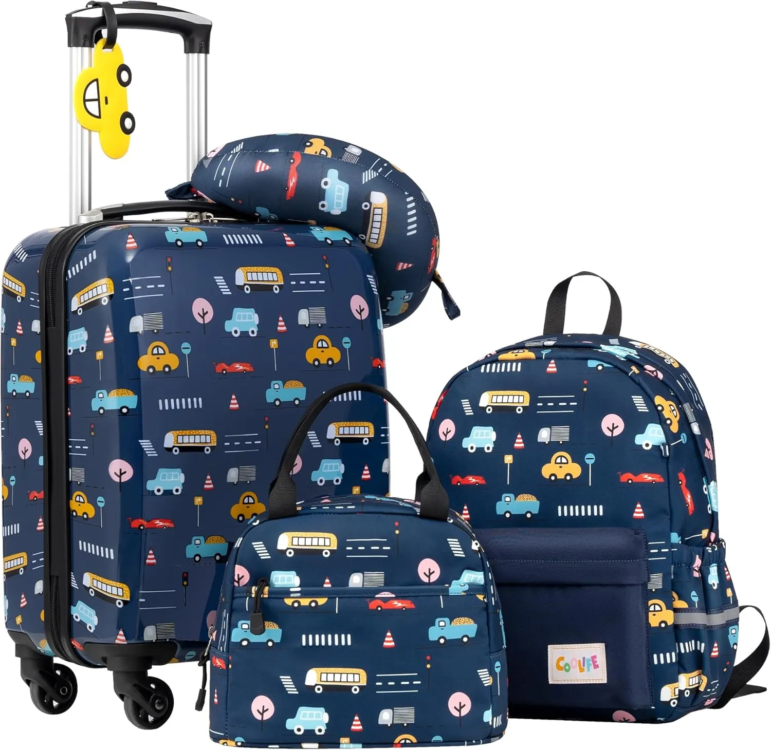 Coolife Kid’s Luggage Set 5 Piece Suitcase Set 16’’ Carry on Hardside Spinner Toddler Luggage Travel Rolling Luggage Girls Boys