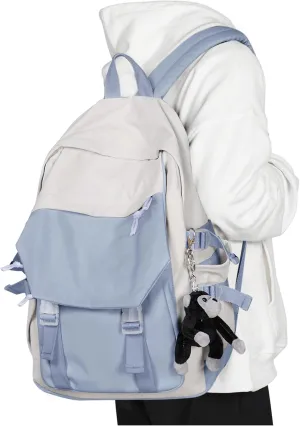 coowoz School Bag Lightweight Casual Daypack College Laptop Backpack for Men Women Water Resistant Travel Rucksack for Sports High School Middle Bookbag for girls(Blue white)