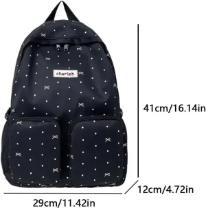 Coquette Bow Backpack Cute Aesthetic Laptop Backpack Kawaii Rucksack for Women Bow Tie Travel Daypack
