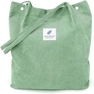 Corduroy Women Girl Lady Canvas Shoulder Cord Purse and Handbags with Inner Pockets