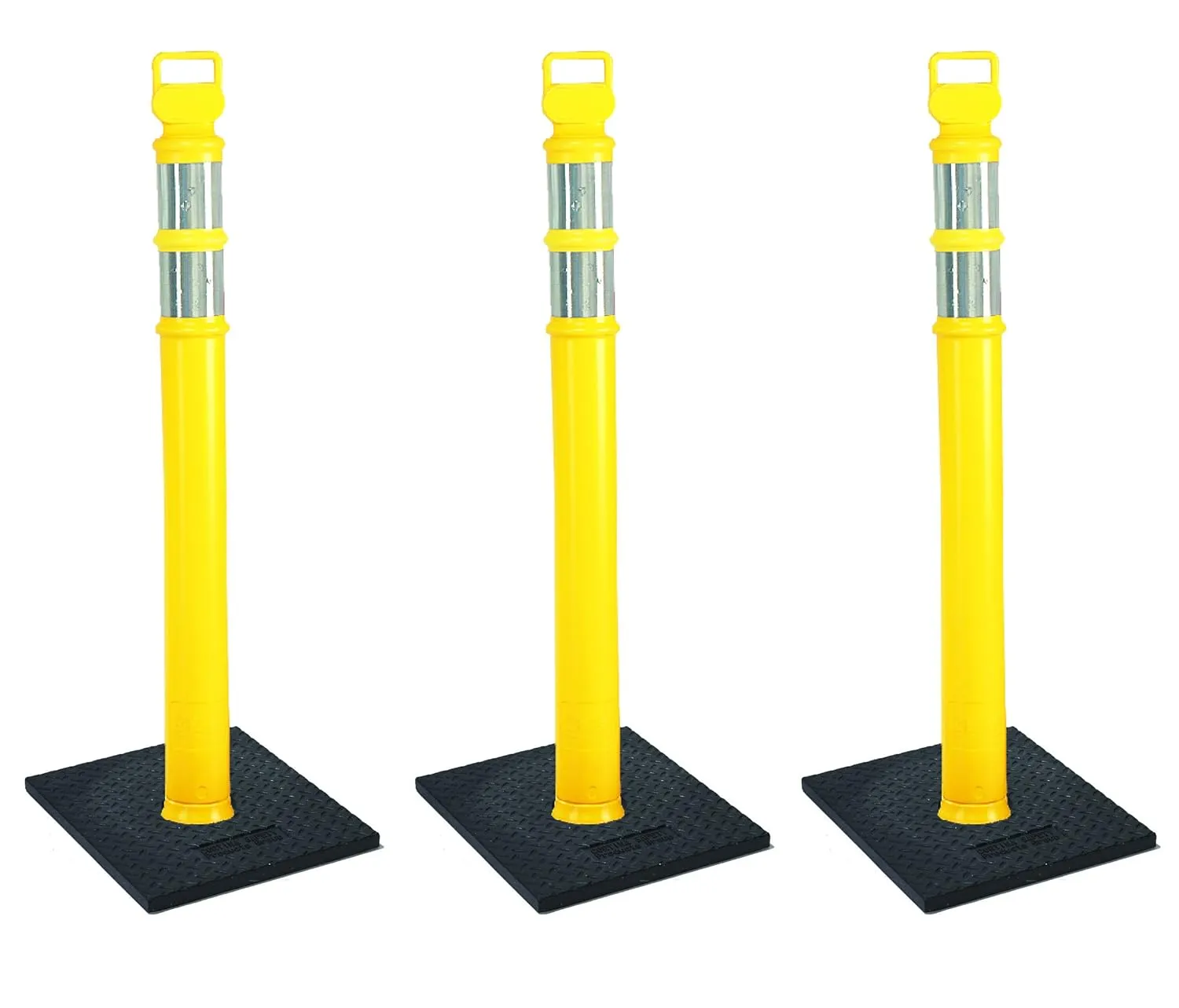 Cortina EZ Grab Delineator 45" Post, 3" Hip Collars with 10 lb Base, 03-747YRBC-3, Yellow, 3 Pack