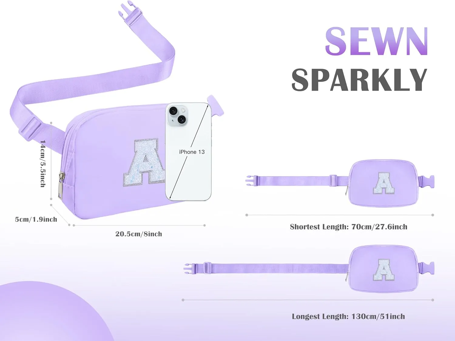 COSHAYSOO Mothers Day Gifts for Daughter Girls Purple Fanny Pack Initial Belt Bag Crossbody Purse 4 5 6 7 8 9 10 11 12 13 14 15 Year Old Girl Birthday Tween Preteen Teen Girl Trendy Stuff Letter A