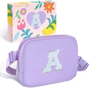 COSHAYSOO Mothers Day Gifts for Daughter Girls Purple Fanny Pack Initial Belt Bag Crossbody Purse 4 5 6 7 8 9 10 11 12 13 14 15 Year Old Girl Birthday Tween Preteen Teen Girl Trendy Stuff Letter A