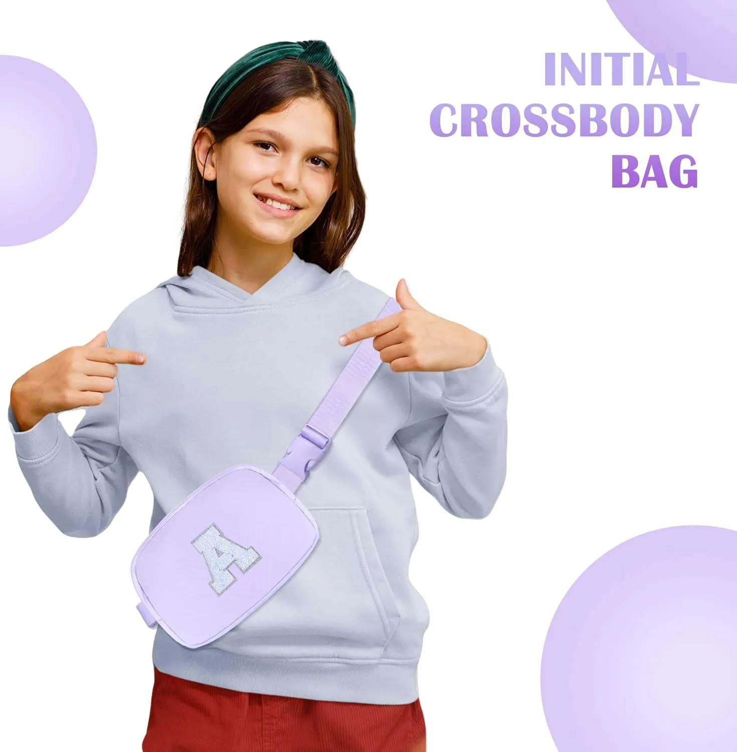 COSHAYSOO Mothers Day Gifts for Daughter Girls Purple Fanny Pack Initial Belt Bag Crossbody Purse 4 5 6 7 8 9 10 11 12 13 14 15 Year Old Girl Birthday Tween Preteen Teen Girl Trendy Stuff Letter A