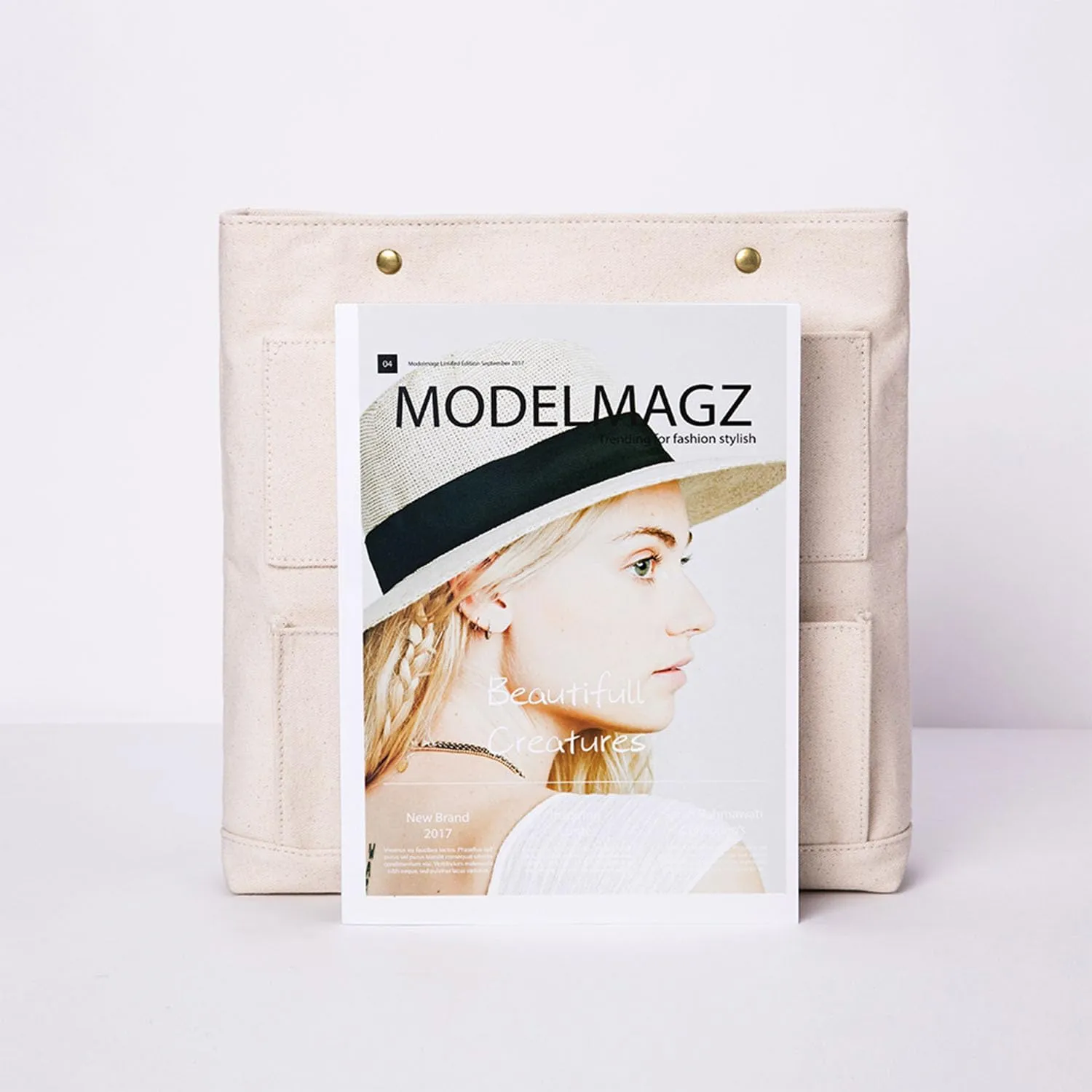 Cosmetic Bag - Handbag Insert, Canvas Purse Organizer- Organizer Insert-Cosmetic bag (L, Beige)