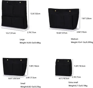 Cosmetic Bag Handbag Insert Canvas Purse Organizer Organizer Insert Cosmetic bag (L, Black)
