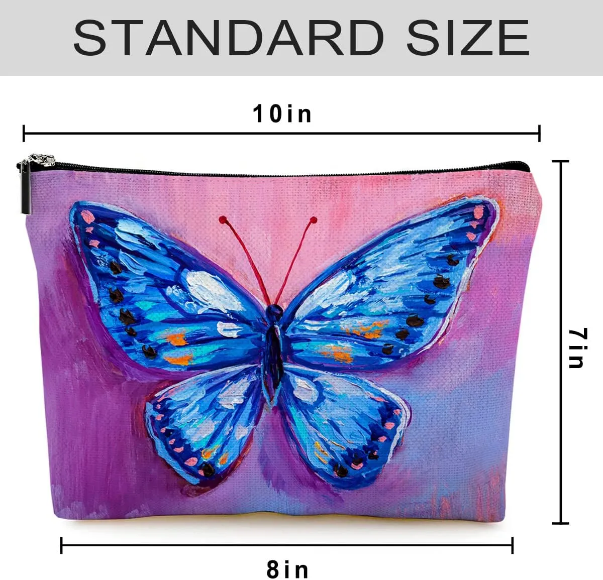 Cosmetic Bags for Women Cute Makeup Bag for Purse Canvas Travel Toiletry Bag Funny Zipper Pouch-Butterfly Makeup Bags