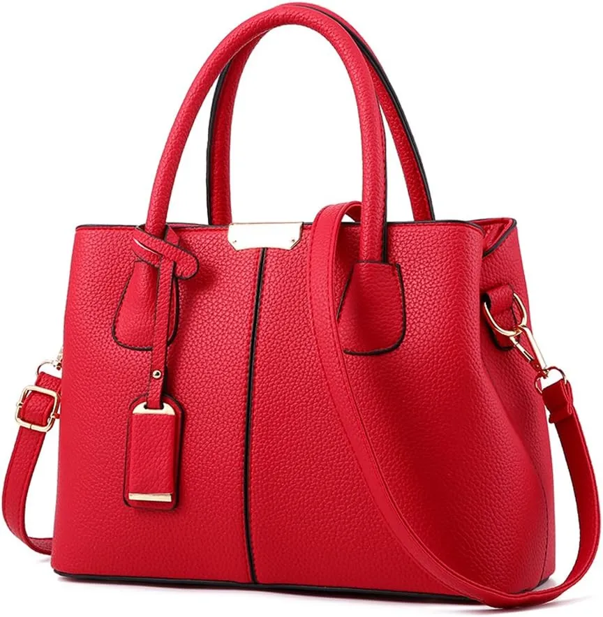 Covelin Women's Top-handle Cross Body Handbag Middle Size Purse Durable Leather Tote Bag