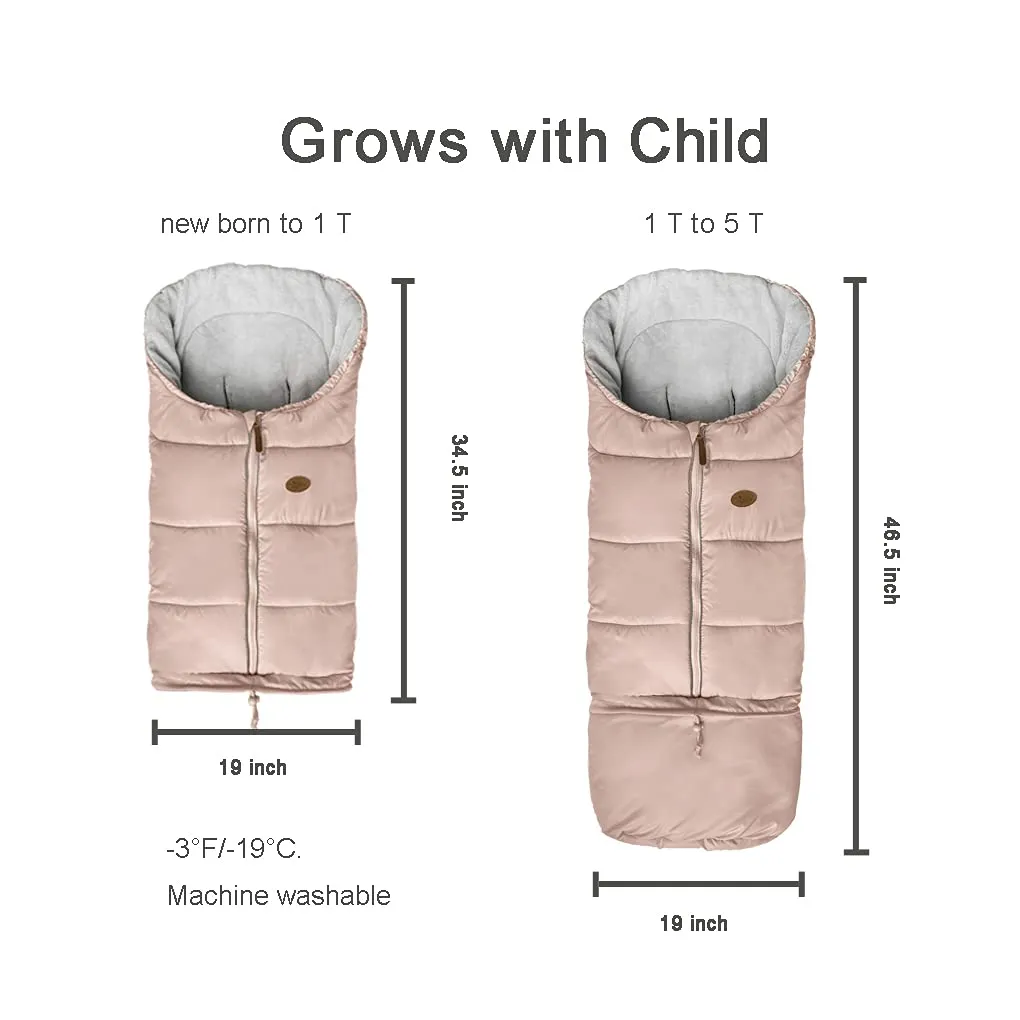 CozyMe Waterproof Winter Comfortable Thick Coral Fleece Universal Stroller Footmuff,Length Adjustable Good for All Toddler,Anti-Kicking, Anti-Slipy Baby Stroller Bunting Bag 0-5T