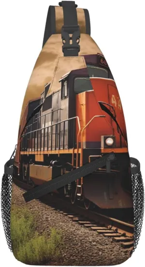 Crossbody Bag Sling Backpack Freight Train Travel Hiking Chest Bag Daypack for Women Men