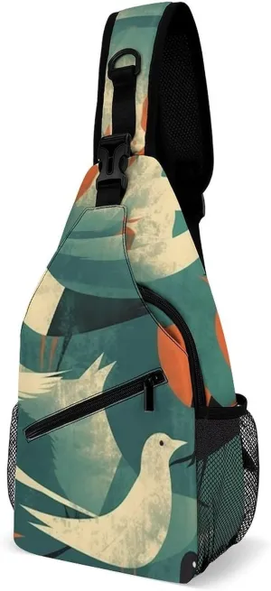 Crossbody Bag Travel Sling Bag for Men Small Sling Backpack Flock Of Birds Chest Bag Shoulder Bag for Outdoor