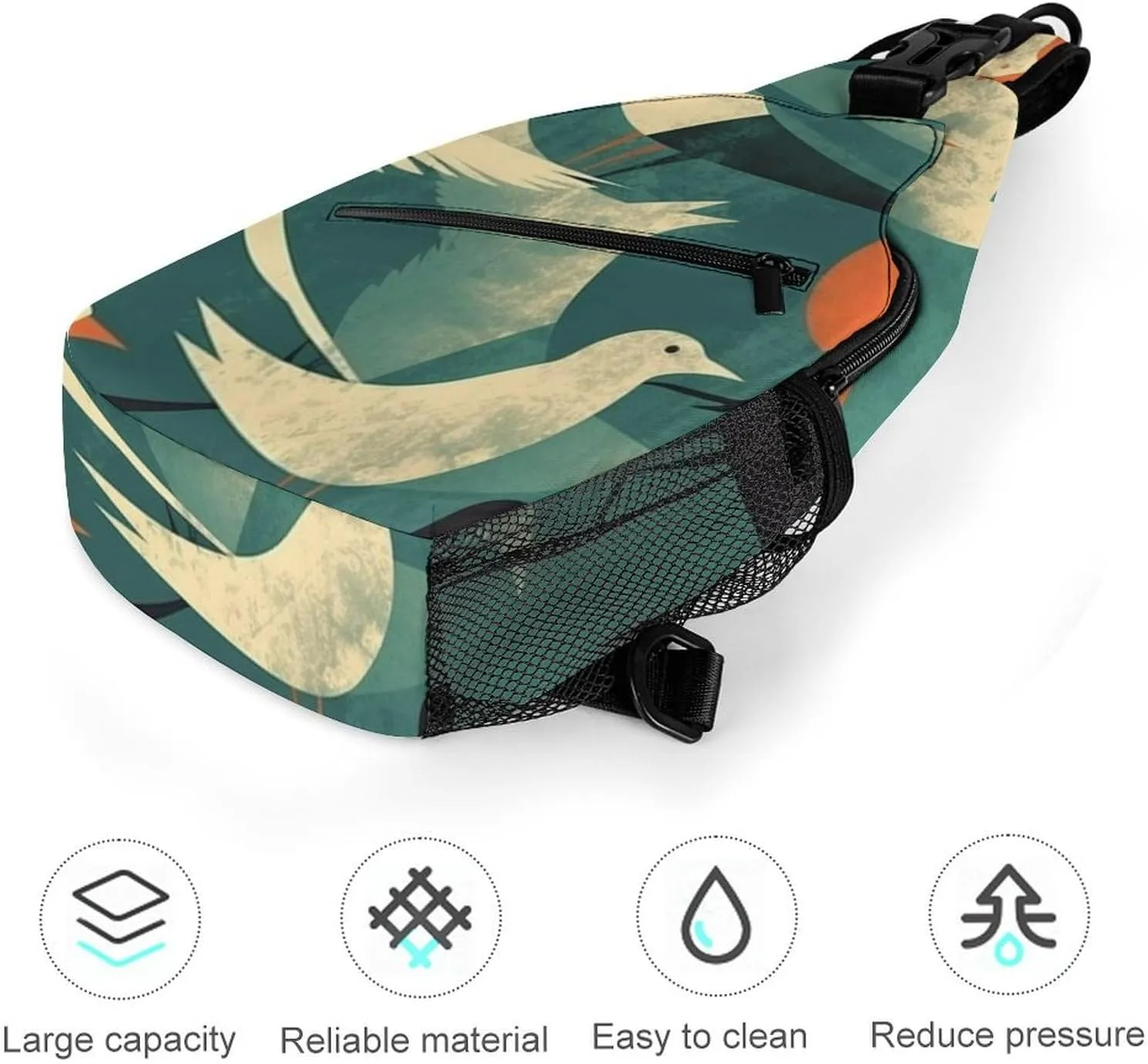 Crossbody Bag Travel Sling Bag for Men Small Sling Backpack Flock Of Birds Chest Bag Shoulder Bag for Outdoor