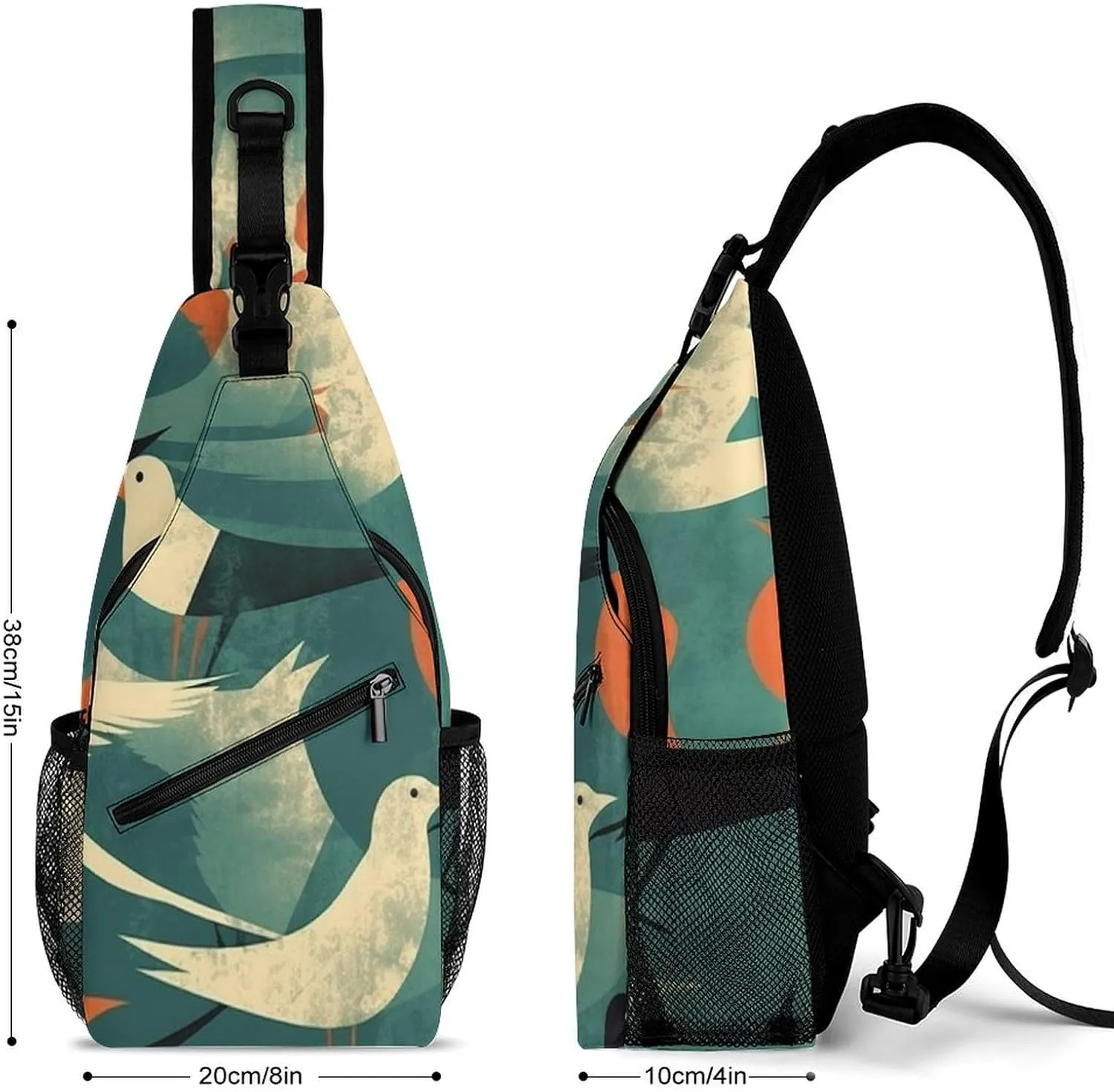 Crossbody Bag Travel Sling Bag for Men Small Sling Backpack Flock Of Birds Chest Bag Shoulder Bag for Outdoor