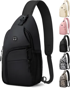 Crossbody Bags for Women Man Waterproof Sling Bag Backpack Trendy Casual Cross Body Bag with Convertible Shoulder Strap Chest Bag for Camping Hiking Travel Essentials (Coating Black, Medium)