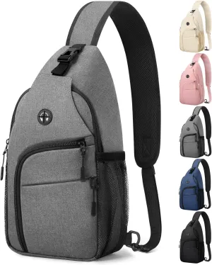 Crossbody Bags for Women Man Waterproof Sling Bag Backpack Trendy Casual Cross Body Bag with Convertible Shoulder Strap Chest Bag for Camping Hiking Travel Essentials (Grey, Medium)