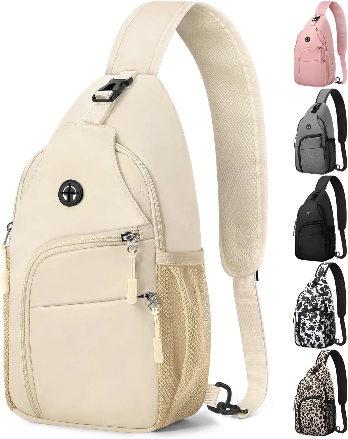 Crossbody Bags for Women Man Waterproof Sling Bag Backpack Trendy Casual Cross Body Bag with Convertible Shoulder Strap Chest Bag for Camping Hiking Travel Essentials (Ivory, Medium)