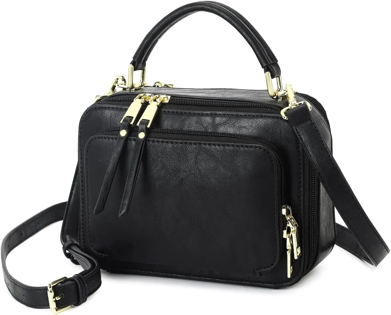 Crossbody Bags for Women, Trendy Design Satchels Shoulder Bag Handbags Tote Bag Double Zip Top-Handle Bags Purse