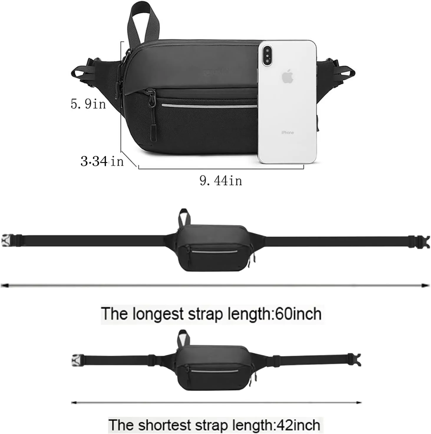 Crossbody Fanny Pack Belt Bag for Women & Men with Multi-Pockets, Waterproof Sling Bag for Travel, Running, Hiking, Cycling, Fashion Waist Bag Fits All Phones, Perfect Running Bag