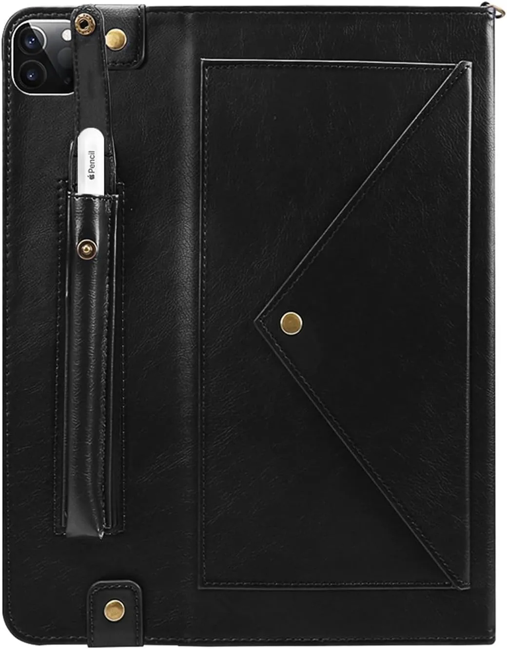 Crossbody Handbag Case for iPad Air 13 inch M3/M2 (2025/2024) with Pencil Holder/Shoulder Strap/Hand Strap/Pockets,Folio Stand PU Leather Carrying Bag Magnetic Wallet Envelope Cover, Black