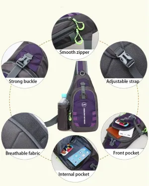 Crossbody Sling Backpack Sling Chest Bag，Adjustable Cross Body Bag Chest Shoulder Bag Daypack Fanny Pack for Travel Hiking