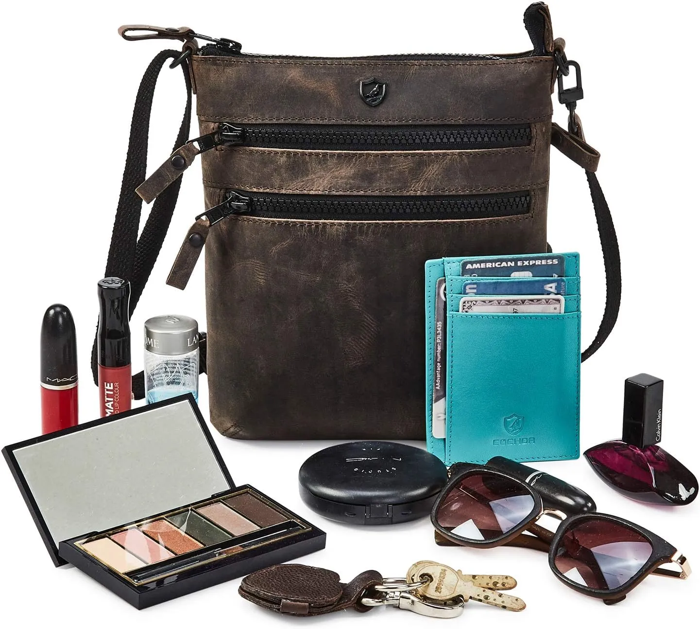 Crossbody Sling Bag for Women Small Real Leather Purse Vintage Travel Crossover Shoulder Bag Handmade