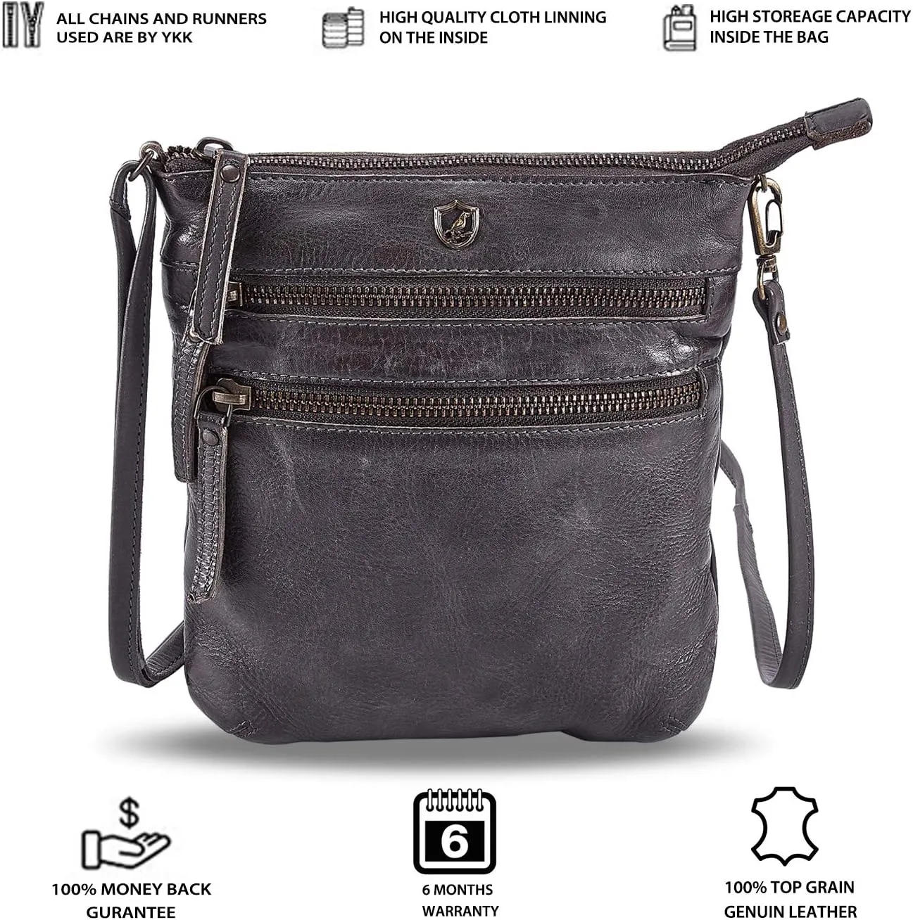 Crossbody Sling Bag for Women Small Real Leather Purse Vintage Travel Crossover Shoulder Bag Handmade
