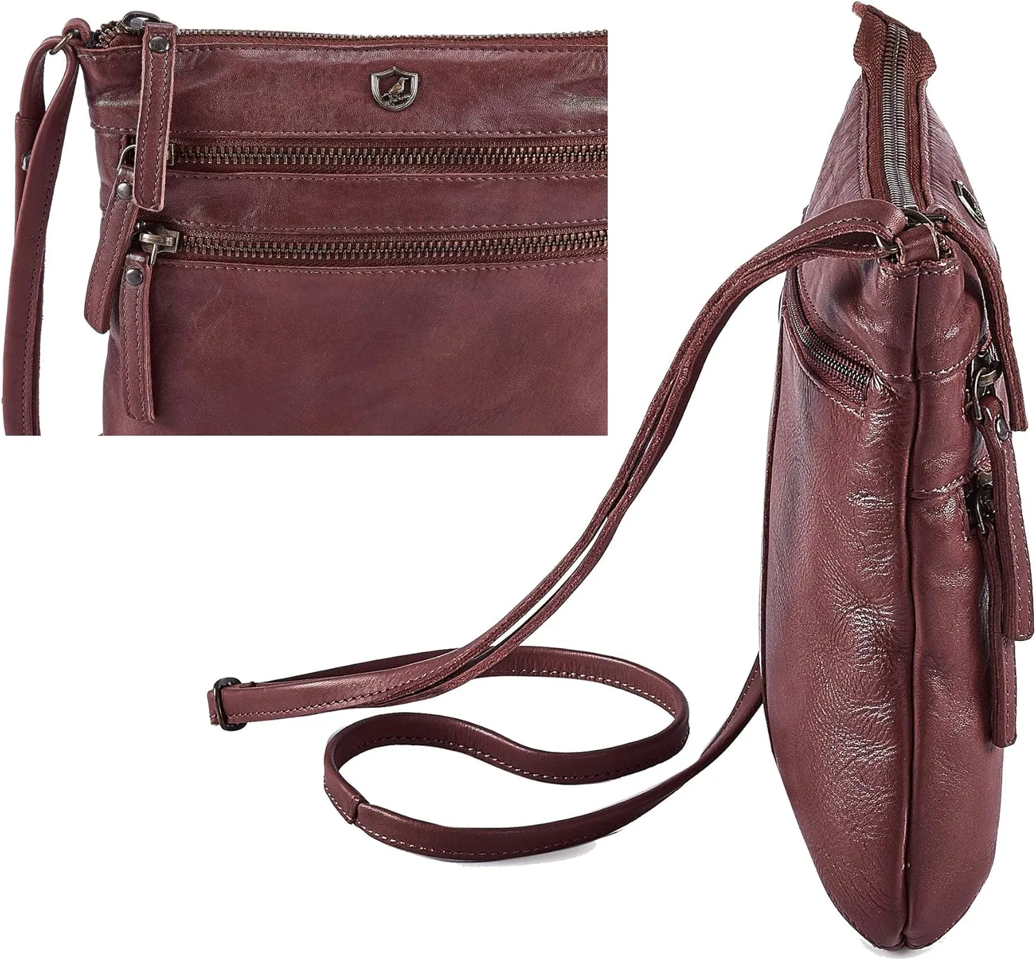 Crossbody Sling Bag for Women Small Real Leather Purse Vintage Travel Crossover Shoulder Bag Handmade