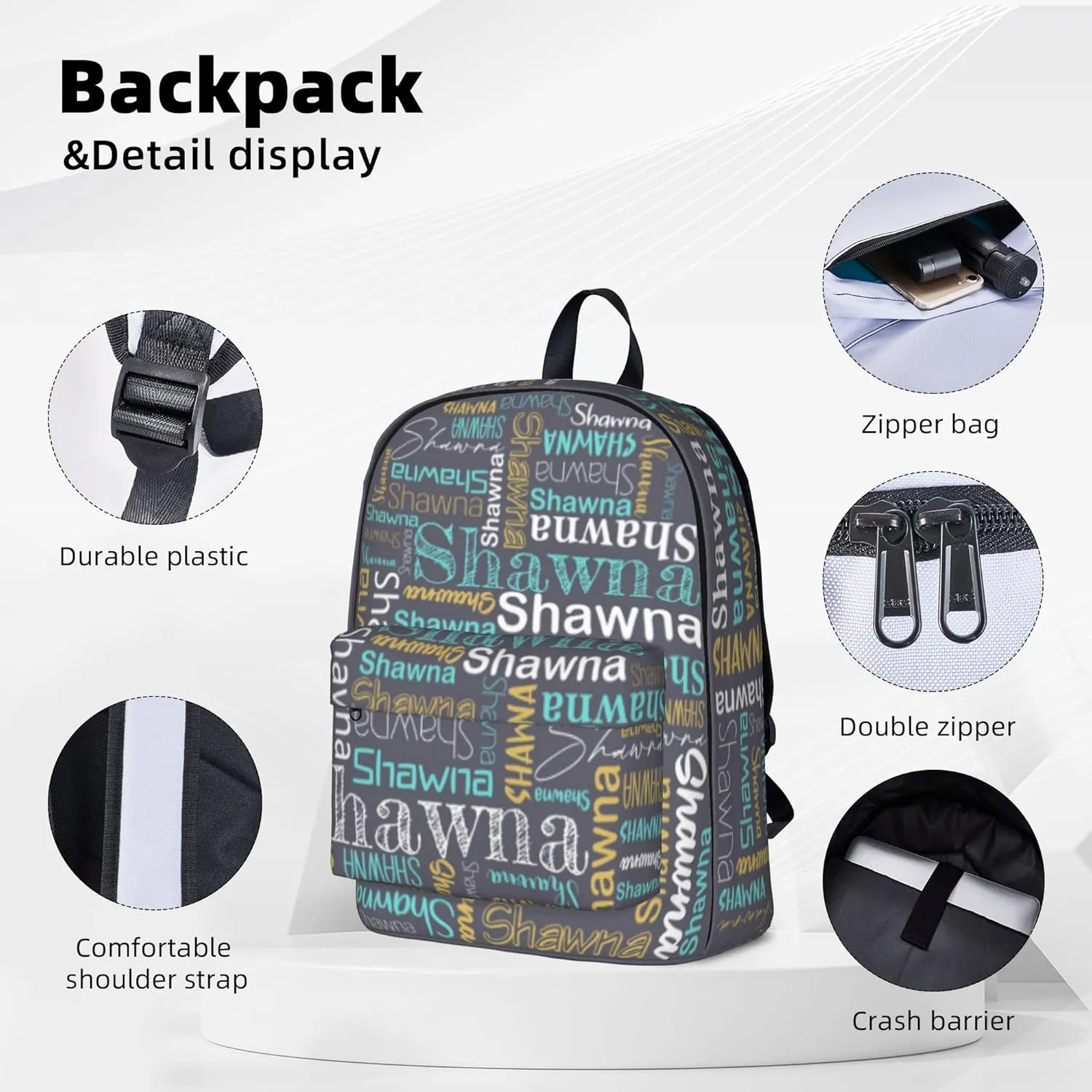 Custom Backpack With Text Name Personalized Fashion Rucksack Bag Gift For Women Men Girls Boys Customized Backpack For Travel Work Daypack