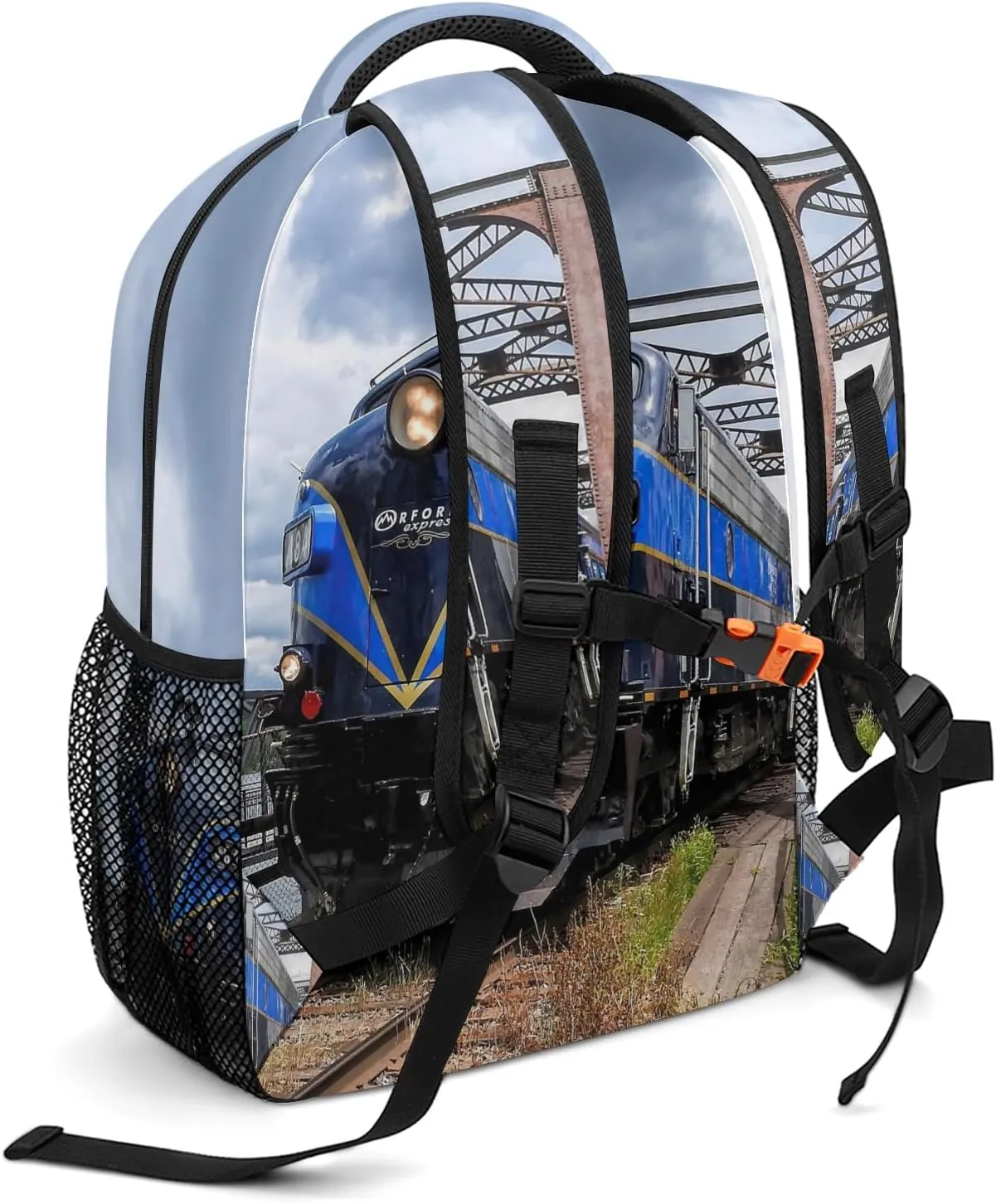Custom Blue Diesel Engine Train School Backpack Casual College Backpack Lightweight Travel Backpack with Name