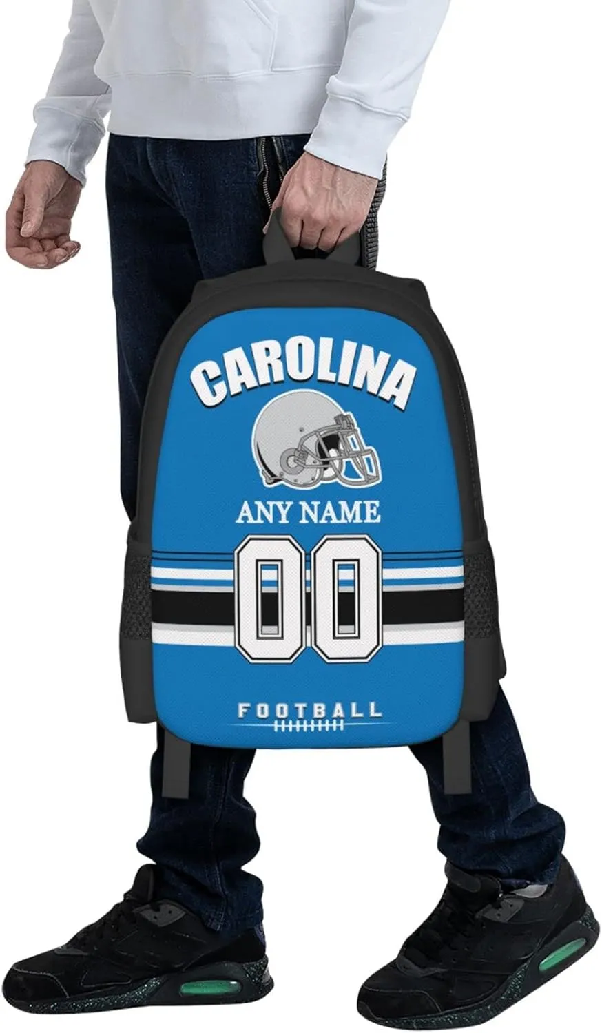 Custom Carolina Backpack for Men Women, Personalized Backpacks with Name and Number, Customized Football Style Backpack Gifts for Fans