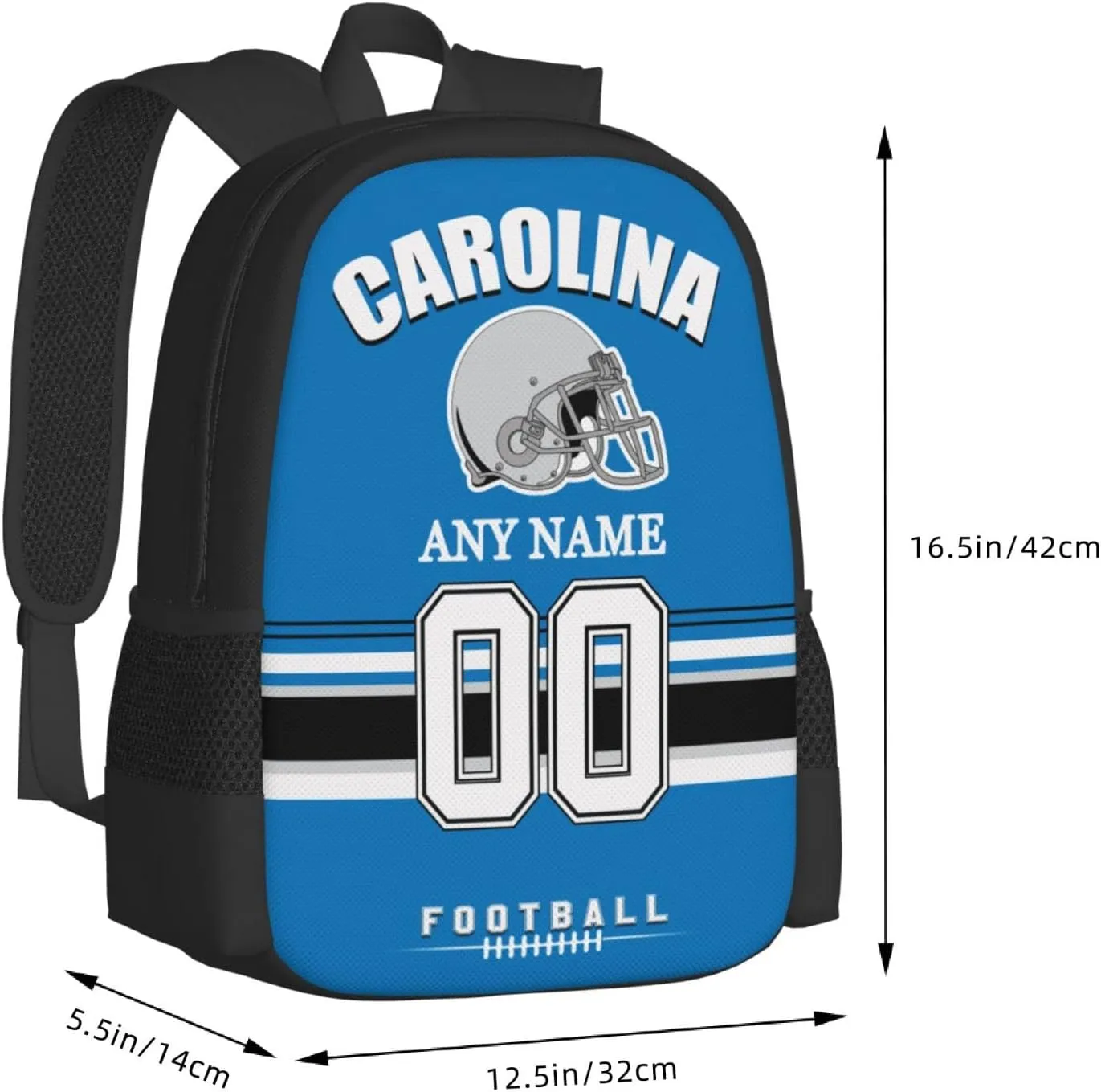 Custom Carolina Backpack for Men Women, Personalized Backpacks with Name and Number, Customized Football Style Backpack Gifts for Fans
