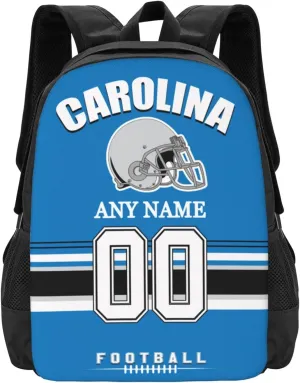 Custom Carolina Backpack for Men Women, Personalized Backpacks with Name and Number, Customized Football Style Backpack Gifts for Fans