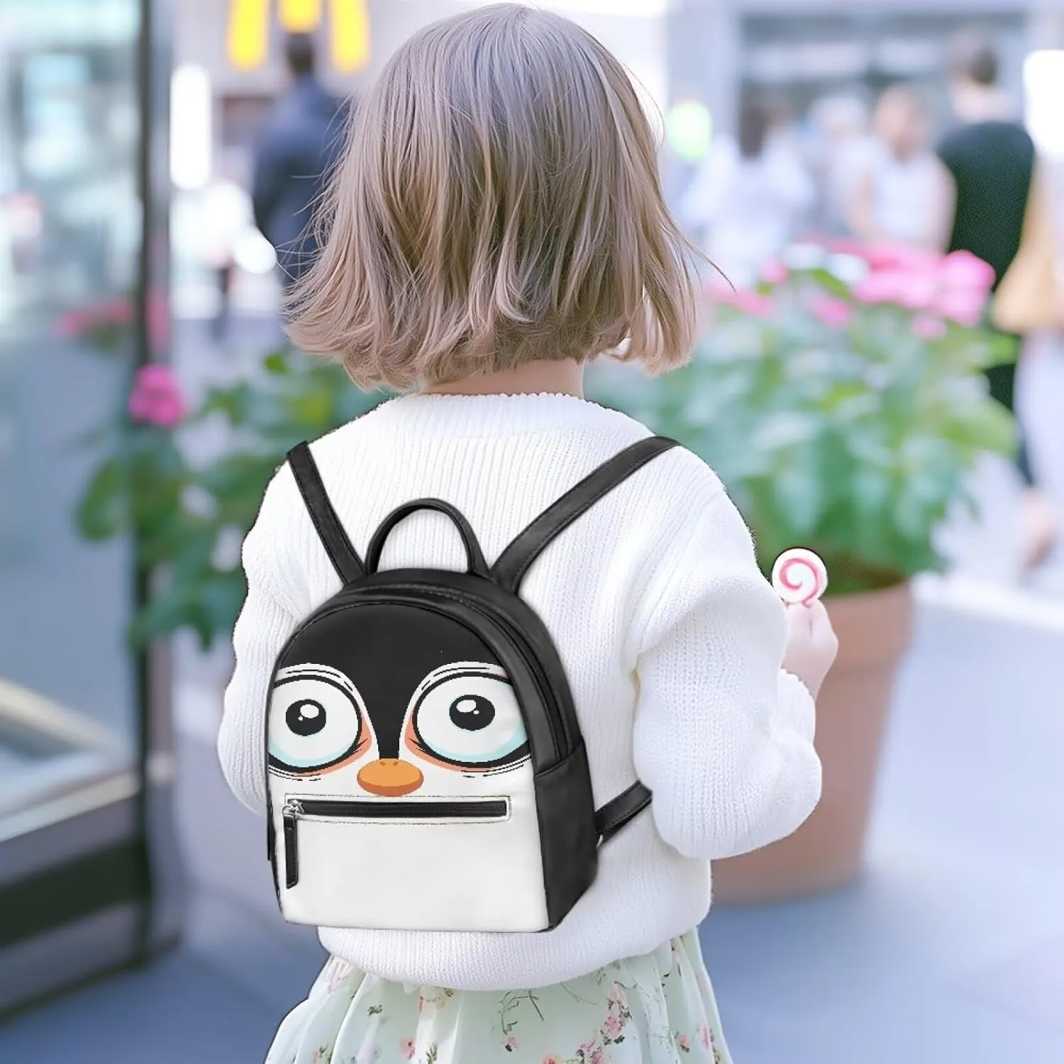 Custom Funny Mini Backpack Purse For Women Teen Girls Handbag Tote Small Travel Shopping Bag Backpacks For Work Hiking And Everyday Use Penguin Pattern