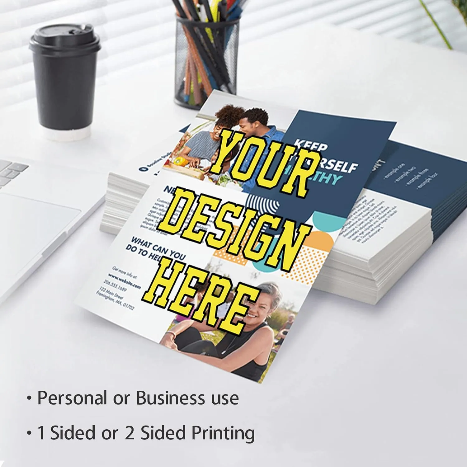 Custom Personalized Flyers for Business With Your Photo Logo Text - Glossy Paper Printing for Advertising - 10pcs, 1 Sided Printing