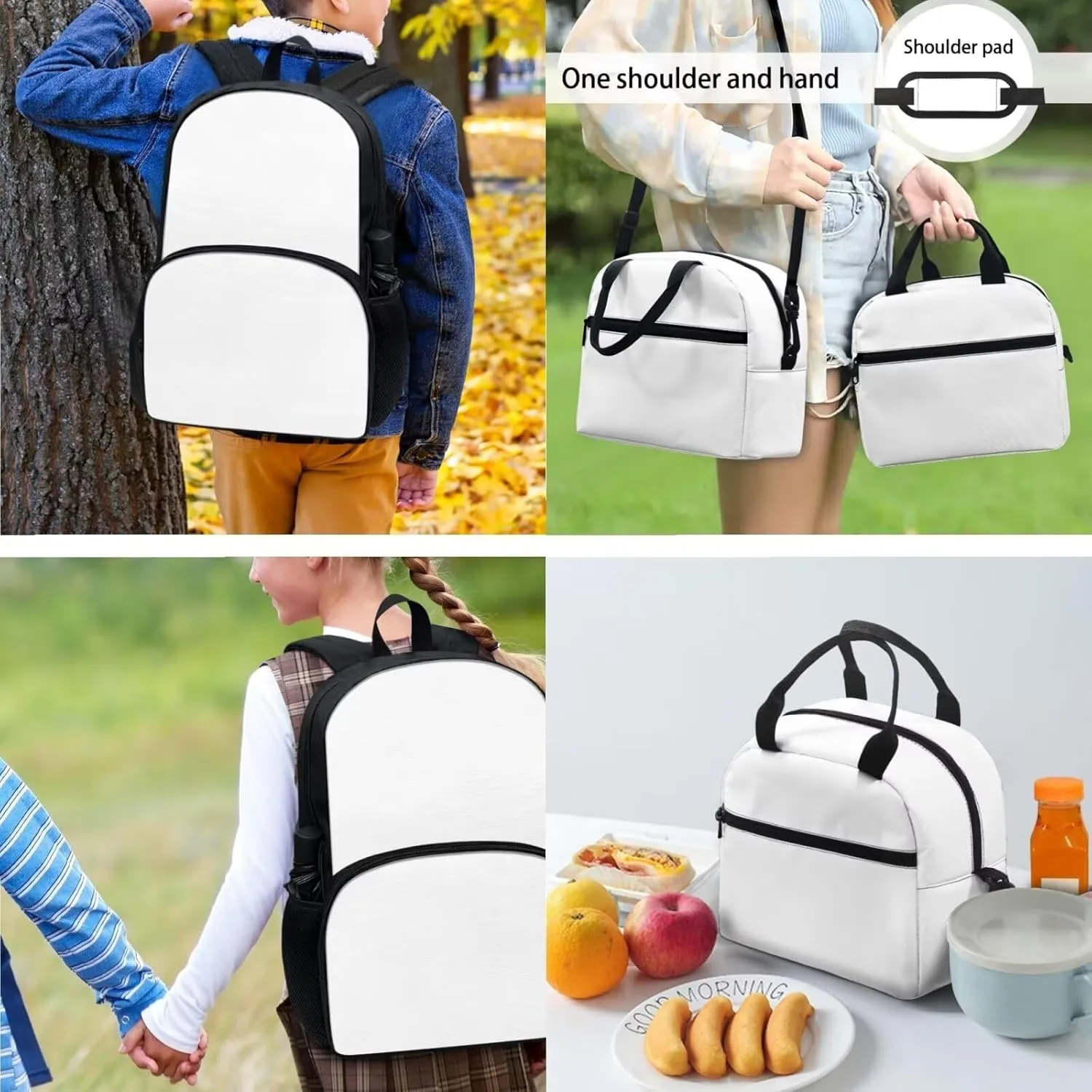Custom School Backpack Personalized 3 Pcs School Bag with Lunch Box Pencil Case Custom DIY/Custom Image for Your Girls Kids Boys School Back Packs Rucksack Daycare Bag