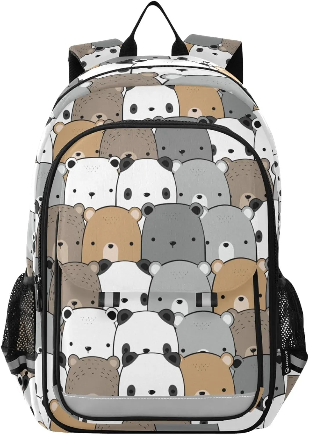 Cute Adorable Kawaii Teddy Bear Polar Grizzly Head Kids Laptop Backpack 17 inch School Bookbag Back Pack Business Computer Bag Casual Daypack