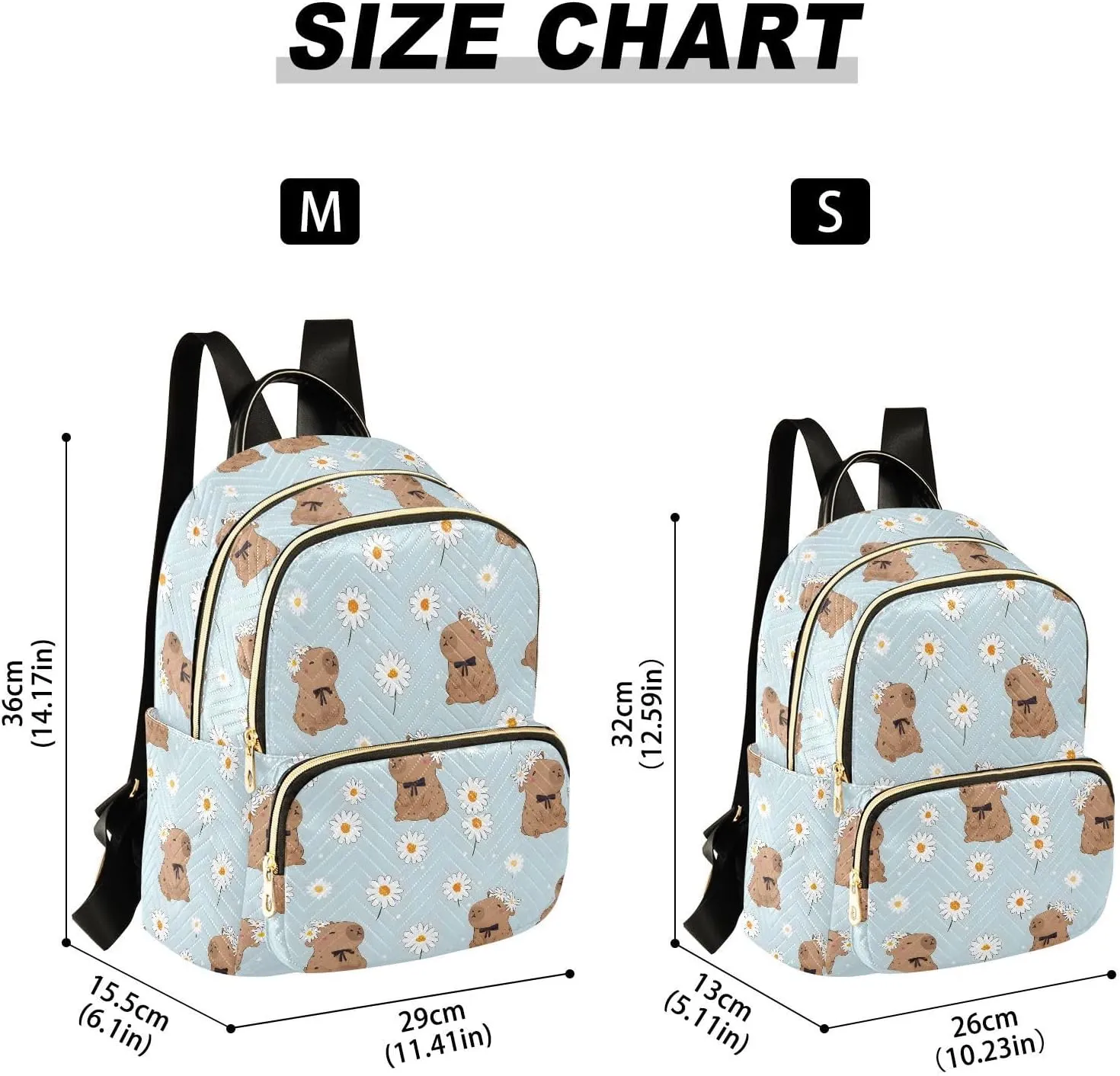 Cute Capybara White Daisy Backpack Purse for Women Shoulder Bag Fashion Daypack Ladies Handbag Lightweight Travel Bag Rucksack