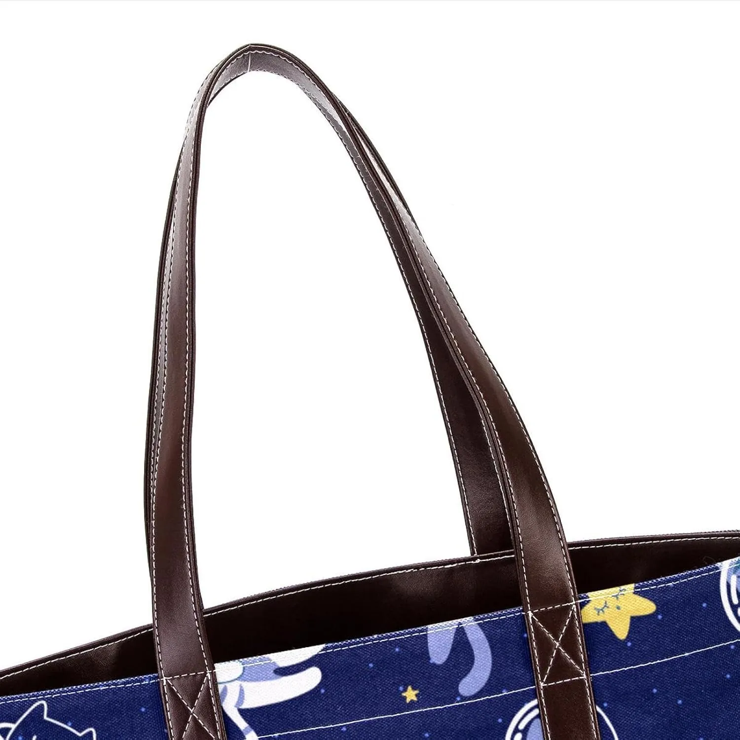 Cute Cat in Space-22 Tote Bags Durable Leather Canvas Purses and Handbags for Women Top Handle Shoulder Satchel Hobo Bags